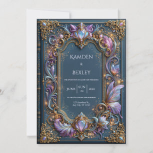 Invitación Boda de Filigrana de Lila Azul