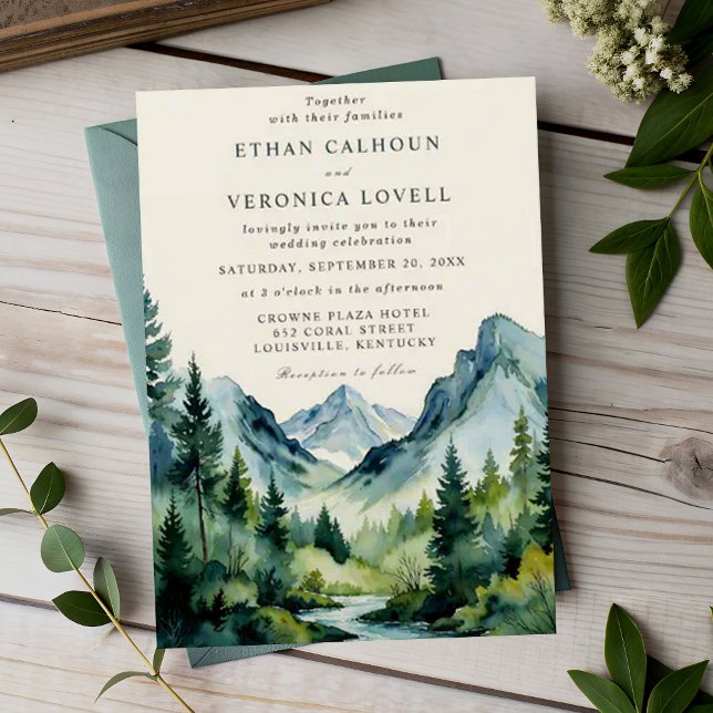Invitación Boda de fin de semana de Rustic Mountain Pines (Subido por el creador)