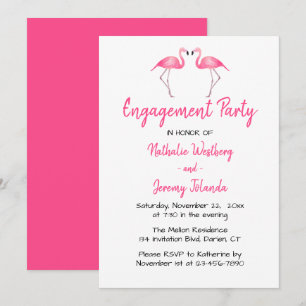 Invitación Boda de Flamencos Rosados Tropicales Compromiso Ve