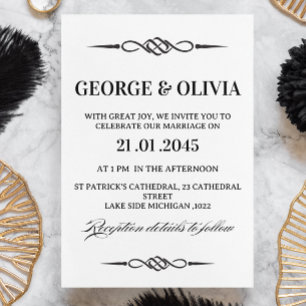 Invitación Boda de Flecha de Nudo Celta Blanco y Negro