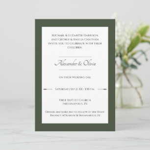 Invitación Boda de flechas minimalistas   Verde oliva