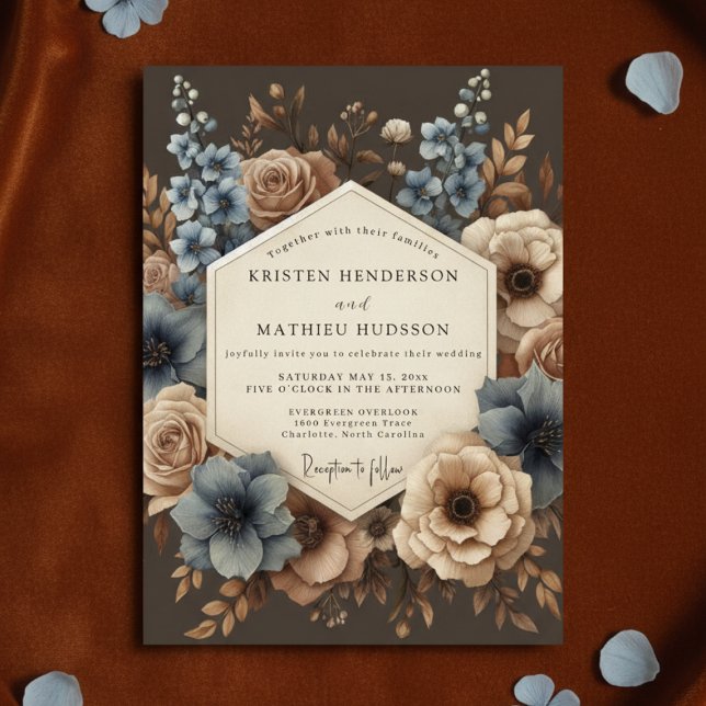 Invitación Boda de Flor Azul Moody Bloom (Subido por el creador)