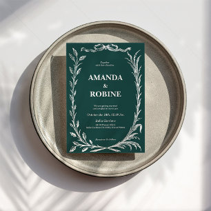 Invitación Boda de flor blanca de hojas verdes