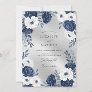 Invitación Boda de Flor Blanca Perla de Medianoche