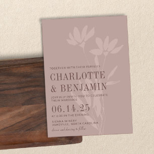 Invitación Boda de Flor Botánica Elegante Polvo Malva