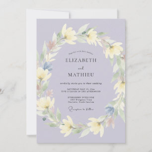 Invitación Boda de Flor Botánica Luminosa de Lavanda