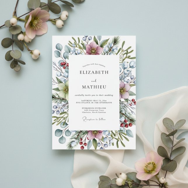 Invitación Boda de Flor Botánica Rosa Polvorienta (Subido por el creador)