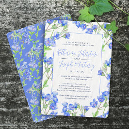 Invitación Boda de flor botánico de acuarela azul Speedwell