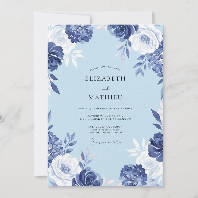 Invitación Boda de Flor Cobriza Pintada (Anverso)