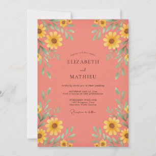Invitación Boda de Flor Coral en Floración