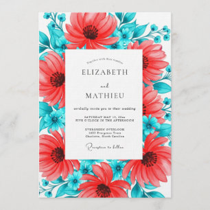 Invitación Boda de Flor Coral en Floración