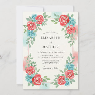 Invitación Boda de Flor Coral Etérea