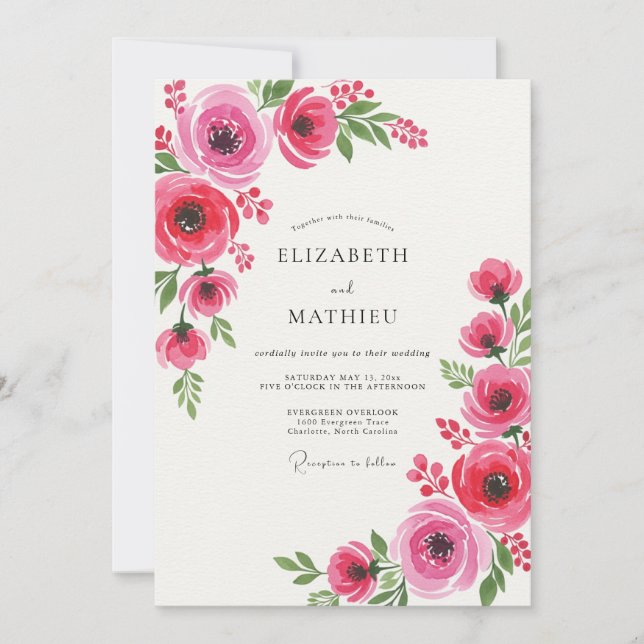 Invitación Boda de Flor Crimson Bloom (Anverso)