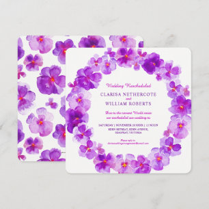 Invitación Boda de flor de acuarela púrpura reprogramado