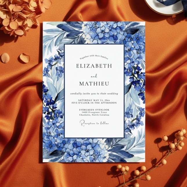 Invitación Boda de Flor de Azul Real (Subido por el creador)