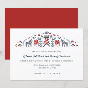 Invitación Boda de Flor de Caballo de Arte Popular Escandinav