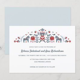 Invitación Boda de Flor de Caballo de Arte Popular Escandinav