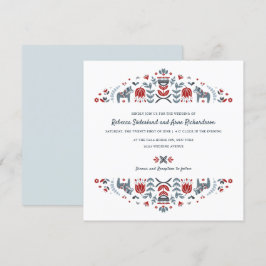 Invitación Boda de Flor de Caballo de Arte Popular Escandinav