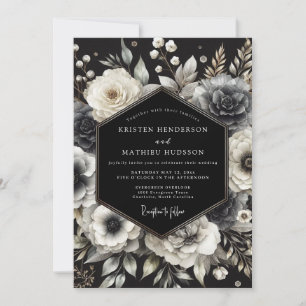 Invitación Boda de Flor de Carbón Opulento