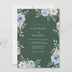 Invitación Boda de Flor de Caza Pintada en Verde