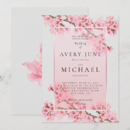 Invitación Boda de flor de cerezo floral rosa