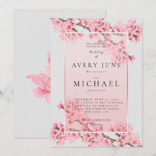 Invitación Boda de flor de cerezo floral rosa