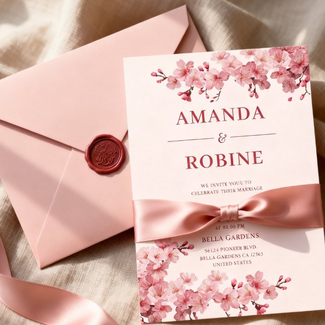 Invitación Boda de flor de cerezo rosa (Subido por el creador)