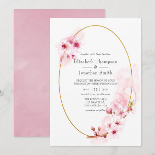 Invitación Boda de flor de cerezo rosa de primavera