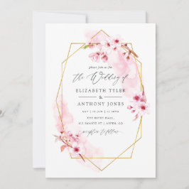 Invitación Boda de flor de cerezo rosa geométrica de primaver