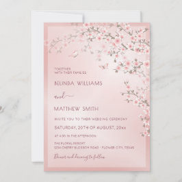 Invitación Boda de flor de cerezo rosa rubor