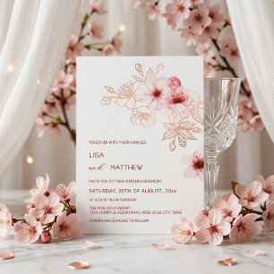 Invitación Boda de flor de cerezo rosa y blanco
