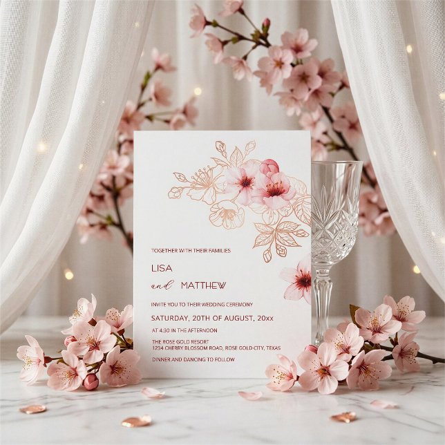 Invitación Boda de flor de cerezo rosa y blanco (Subido por el creador)