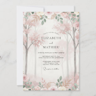 Invitación Boda de Flor de Cerezo Rosada