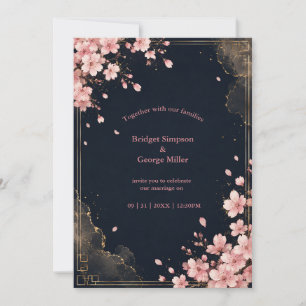 Invitación Boda de Flor de Cerezo Sakura de Lujo Moderna