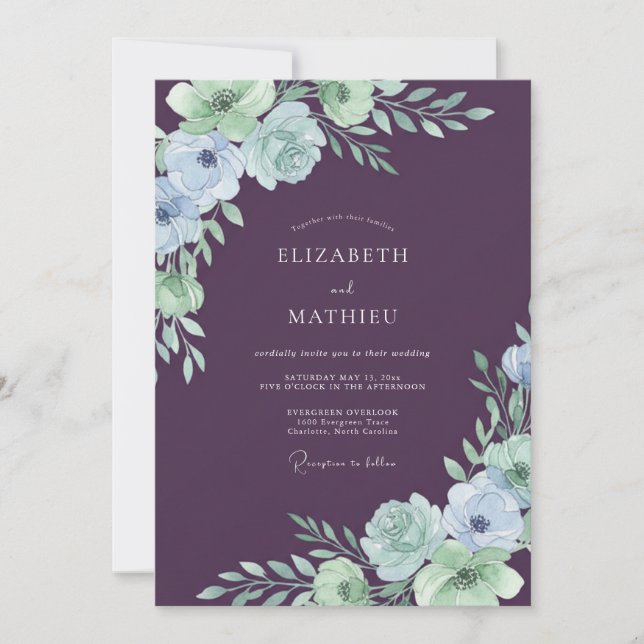 Invitación Boda de Flor de Ciruela Delicada (Anverso)