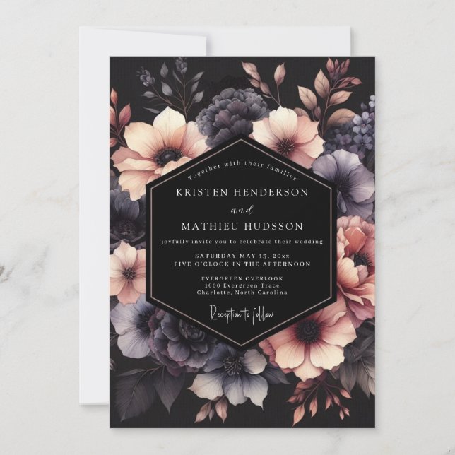 Invitación Boda de Flor de Ciruela Sombría (Anverso)