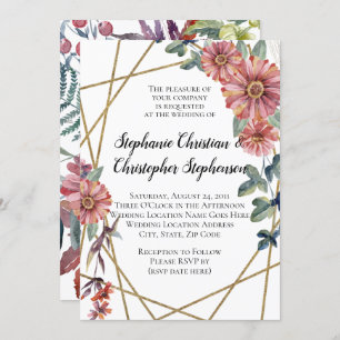 Invitación Boda de flor de color de agua de coral de color ro