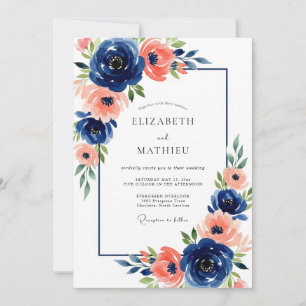 Invitación Boda de Flor de Coral de la Marina