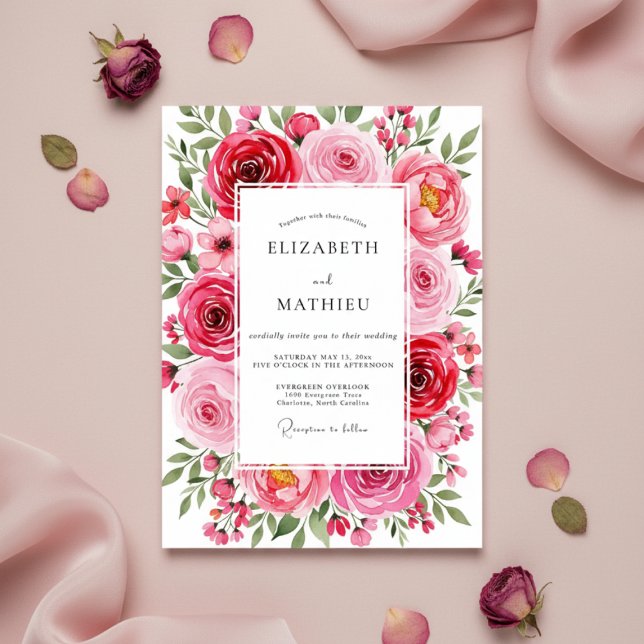 Invitación Boda de Flor de Coral Lujuriosa (Subido por el creador)