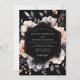 Invitación Boda de Flor de Gótico de Carbón y Malva