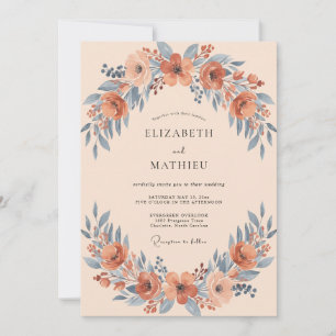Invitación Boda de Flor de Guirnalda de Terracota
