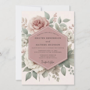 Invitación Boda de Flor de Herencia Rosa Pálido