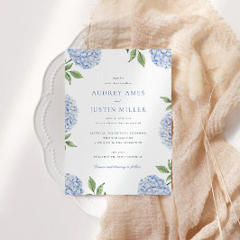 Invitación Boda de Flor de Hortensia Azul Simple