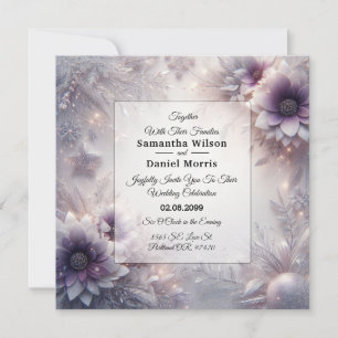 Invitación Boda de flor de invierno plateado y suave