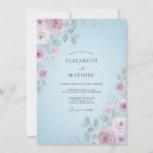 Invitación Boda de Flor de Invierno Suave Periwinkle