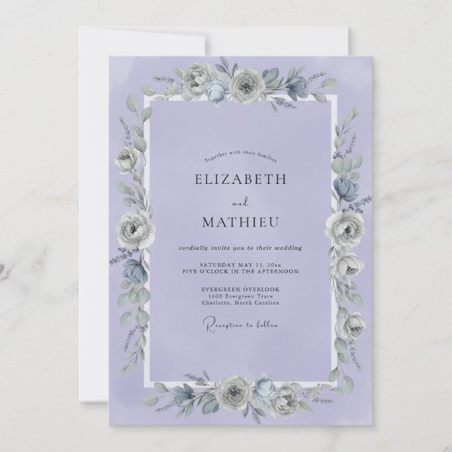 Invitación Boda de Flor de Lavanda (Anverso)