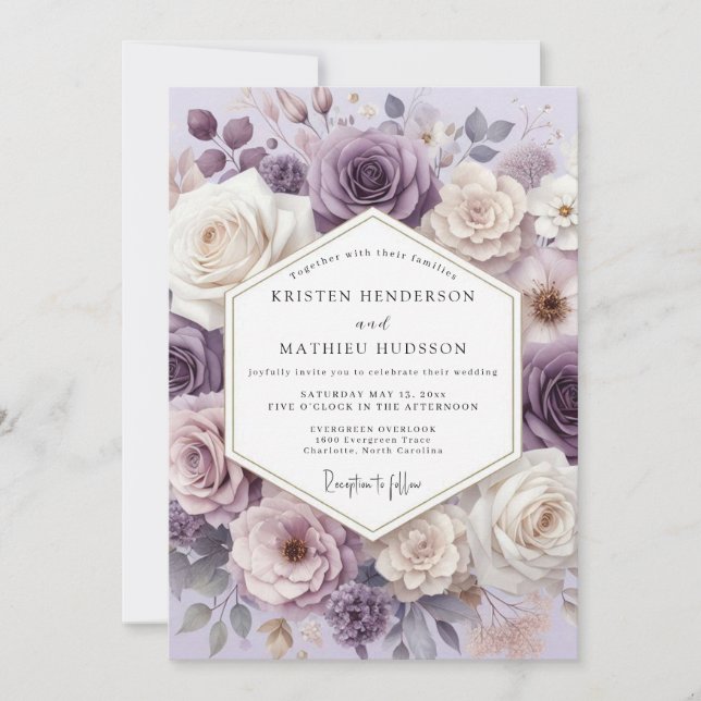 Invitación Boda de Flor de Lavanda (Anverso)