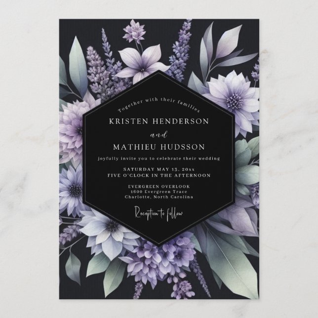 Invitación Boda de Flor de Lavanda Etérea (Anverso)