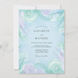 Invitación Boda de Flor de Lila Silenciada Periwinkle