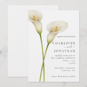 Invitación Boda de Flor de Lirio de Calla Blanca Moderna